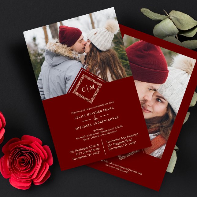 Papier Luxe abordable Initiales de mariage Ornementation  (Créateur téléchargé)