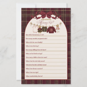 Papier Luxsary Teddy Baby Shower Fille à Carreaux Jeu