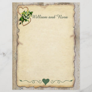 Papier Lys de la Vallée, Coeurs, Vieux Papier, Pays