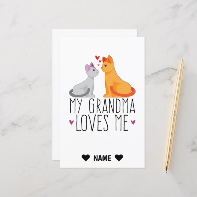 Papier Ma grand-mère m'aime (Devant/Arrière en situation)