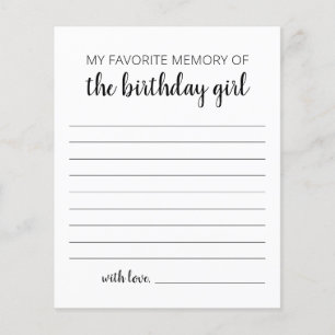 Papier Ma Mémoire Préférée De La Fille D'Anniversaire