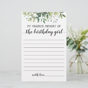 Papier Ma Mémoire Préférée De La Fille D'Anniversaire