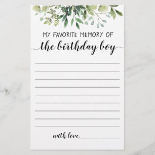 Papier Ma Mémoire Préférée Du Garçon D'Anniversaire