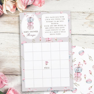 Papier Macarons français baby shower "Gift Bingo" jeu