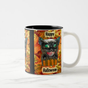 Papier Mache Halloween Cat Mug