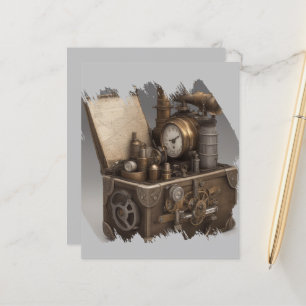 Papier Machine à temps Steampunk - Vintage coffre au trés