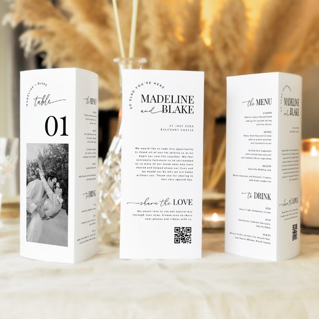 Papier MADDIE Trifold Table Numbers, Photo and QR Code (Créateur téléchargé)