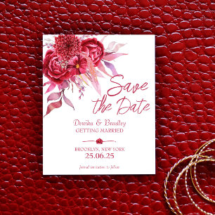 Papier Magenta burgundy roses enregistrer la date budget 