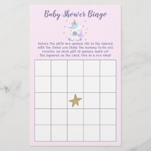 Papier Magique Unicorn Baby shower Bingo Jeu