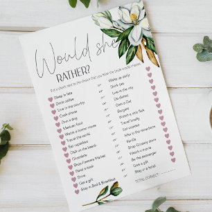 Papier Magnolia Blanche Floral Bridal Game Préférerait-El