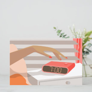 Papier Main des femmes poussant le bouton snooze du révei