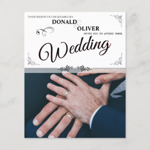 Papier Mains d'un couple gay de mariage avec des anneaux