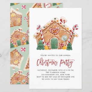 Papier Maison de pain d'épices Noël Invitation