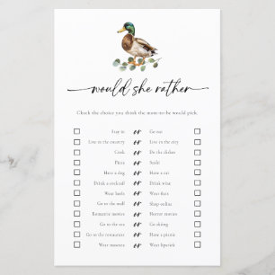 Papier Mallard Duck Préférerait Un Baby shower Jeu