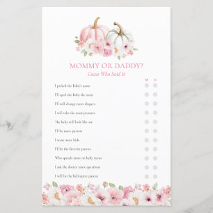 Papier Maman ou papa Automne fille Baby shower jeu