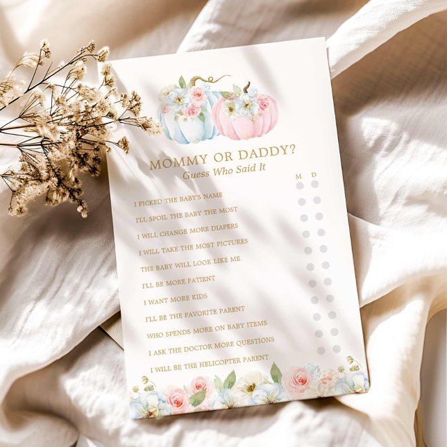 Papier Maman ou papa Automne Genre Reveillez Jeu (Autumn Gender Reveal Mommy or Daddy Baby Shower Game)