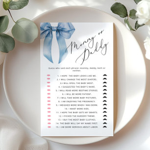 Papier Maman ou papa Bleu Bow Devinez Qui jeu