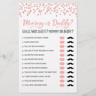 Papier Maman ou papa Jeu Baby shower partie