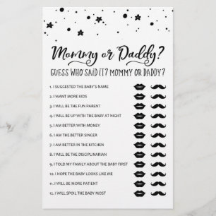 Papier Maman ou papa Jeu Baby shower partie