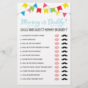 Papier Maman ou papa Jeu Baby shower partie