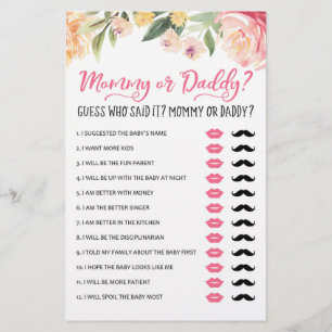 Papier Maman ou papa Jeu Baby shower partie