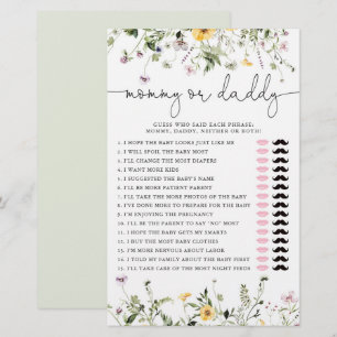 Papier Maman ou papa jeu romantique fleur sauvage floral