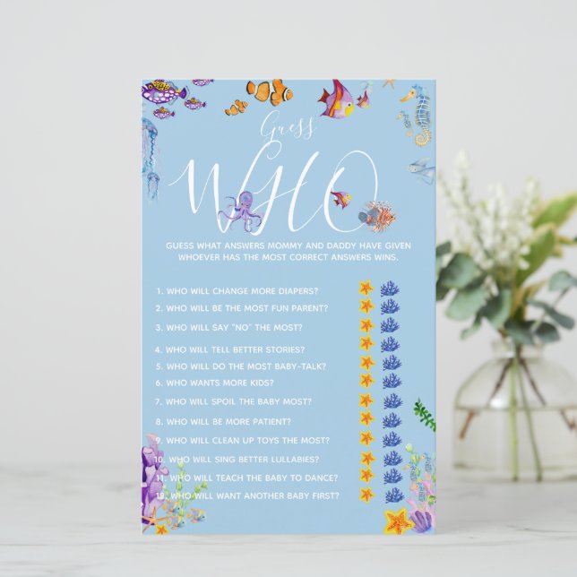 Papier Maman ou papa jeu sous le Baby shower de la mer (Debout devant)