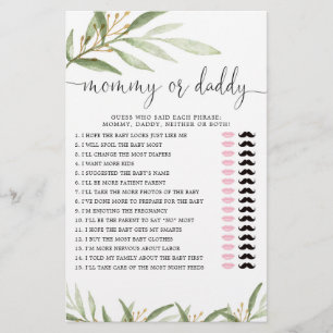 Papier Maman ou papa jeu vert or neutre genre