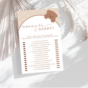 Papier Maman ou papa Teddy Bear Baby shower rose jeu