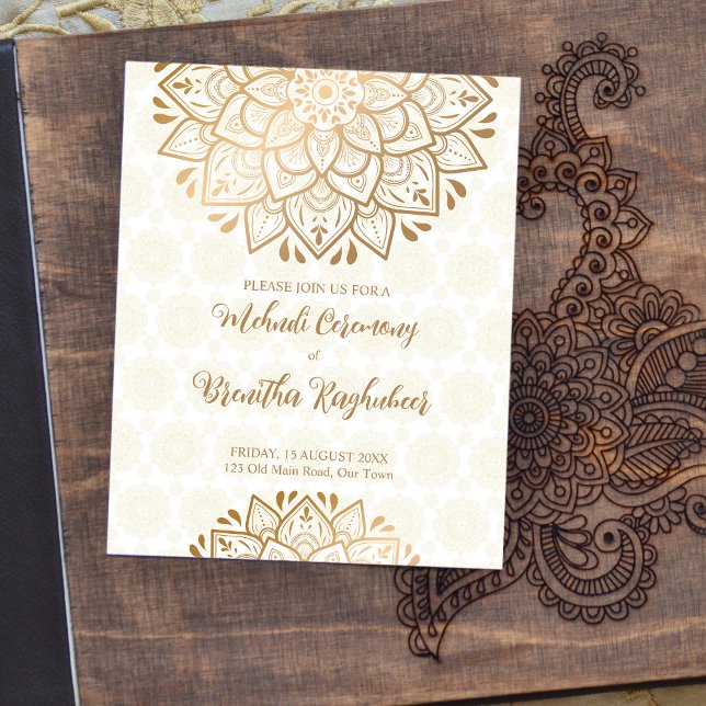 Papier Mandala d'or Budget Mehndi Invitation (Créateur téléchargé)