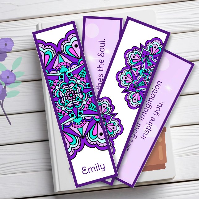 Papier Mandala violet et Signets de devis inspirants (Créateur téléchargé)