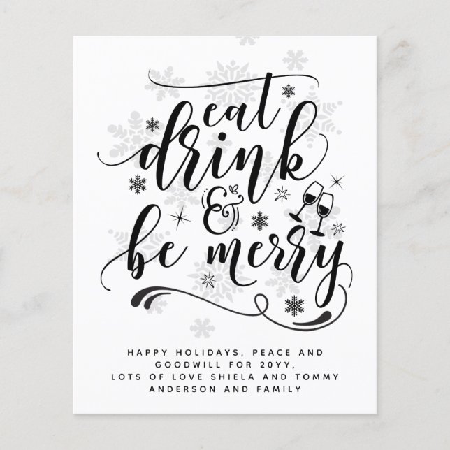Papier Manger Boire Soyez Joyeux Noël Typographie Budget (Devant)