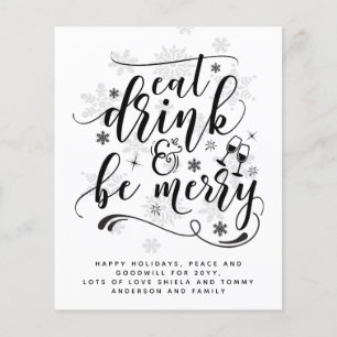 Papier Manger Boire Soyez Joyeux Noël Typographie Budget