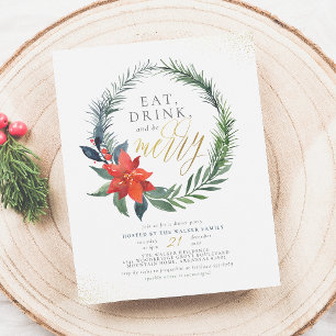 Papier Mangez Boire & Soyez Joyeux Gold Christmas Party