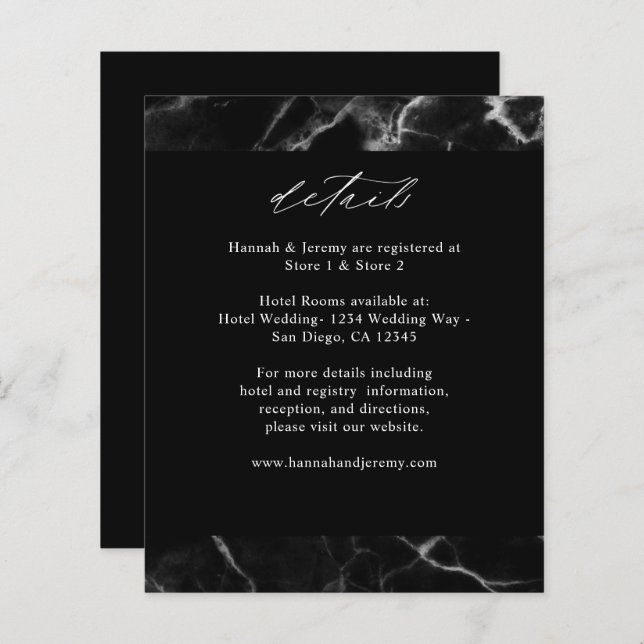 Papier Marbre noir budget détails (Devant / Derrière)