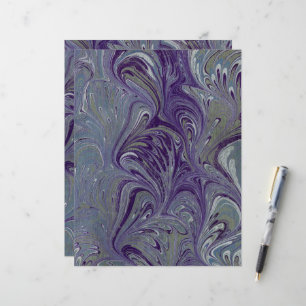 Papier marbré violet, bleu et vert