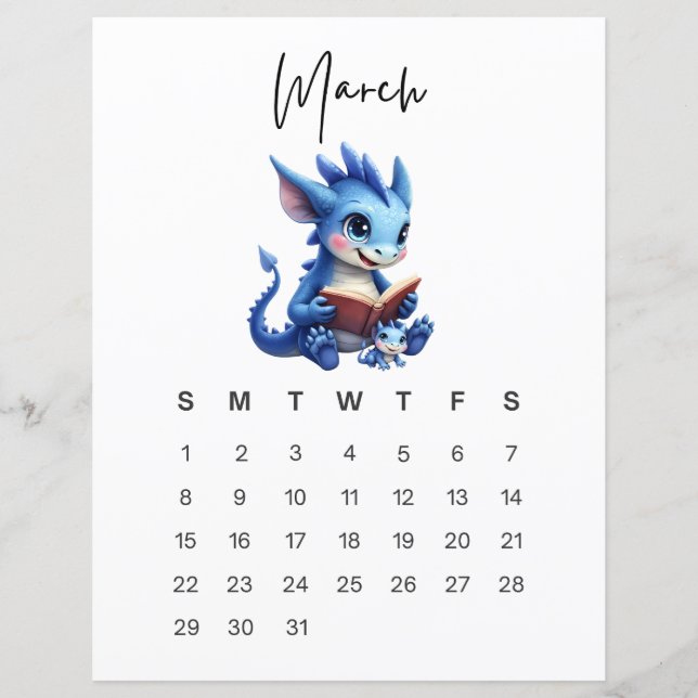 Papier March Baby Dragon Art Print Storybook Dragon (Devant)