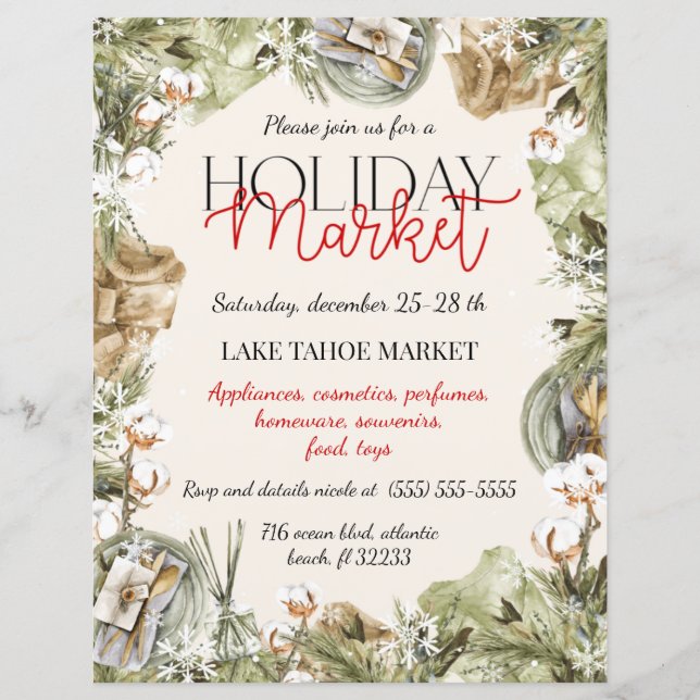 Papier Marché de vacances Décorations de Noël Invitation (Devant)