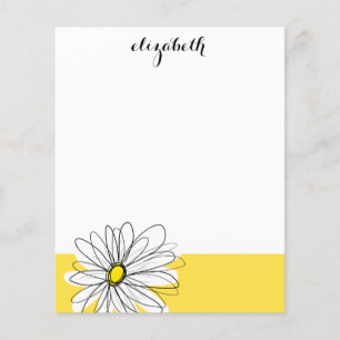 Papier Marguerite lunaire jaune et blanc avec texte perso