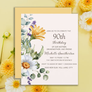 Papier Marguerites blanches Fleurs sauvages jaunes 90e an