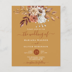 Papier Mariage à budget floral aquarelle sur fond doré au