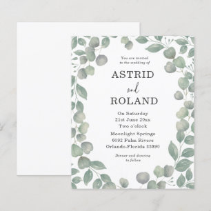 Papier Mariage à l'aquarelle eucalyptus rustique de budge