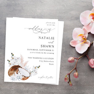 Papier Mariage à petit budget avec corail de coco et fleu