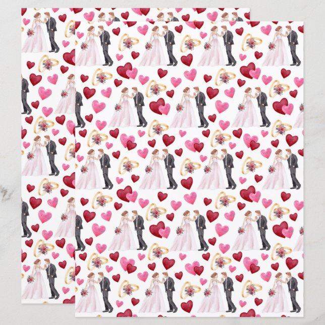 Papier mariage à scandale en blanc (Devant / Derrière)