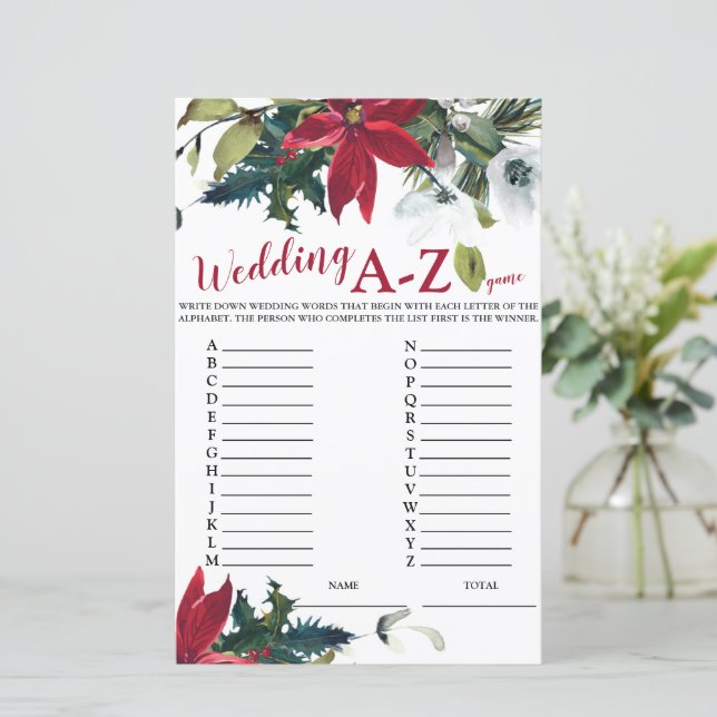 Papier Mariage A-Z Noël Poinsettia jeu nuptiale (Debout devant)