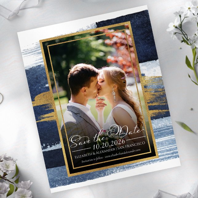 Papier Mariage Abstrait Enregistrer la date Invitations | (Créateur téléchargé)