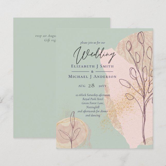 Papier Mariage Abstrait moderne scandinave japonais (Devant / Derrière)