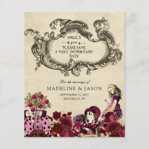 Papier MARIAGE Alice au Pays des Merveilles Bourgogne Or 