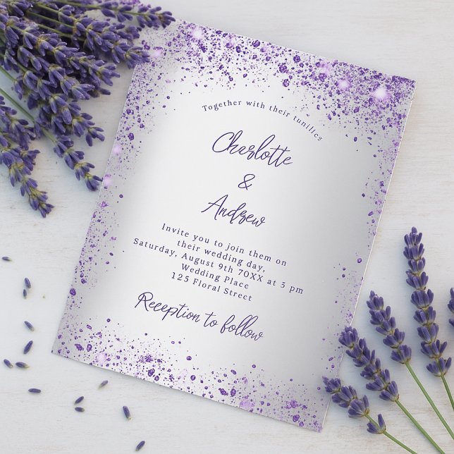 Papier Mariage argent violet violet budget invitation (Créateur téléchargé)