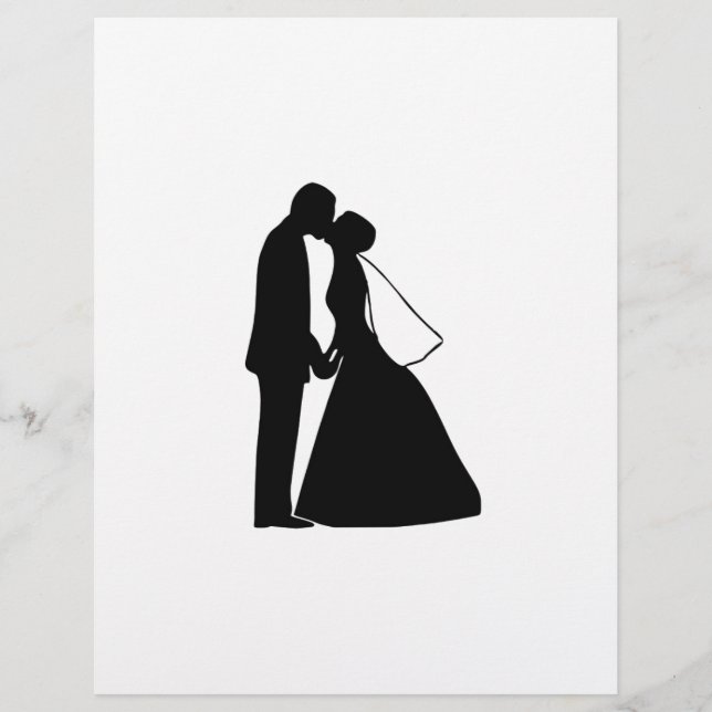 Papier Mariage baiser mariée et mariée silhouette (Devant)